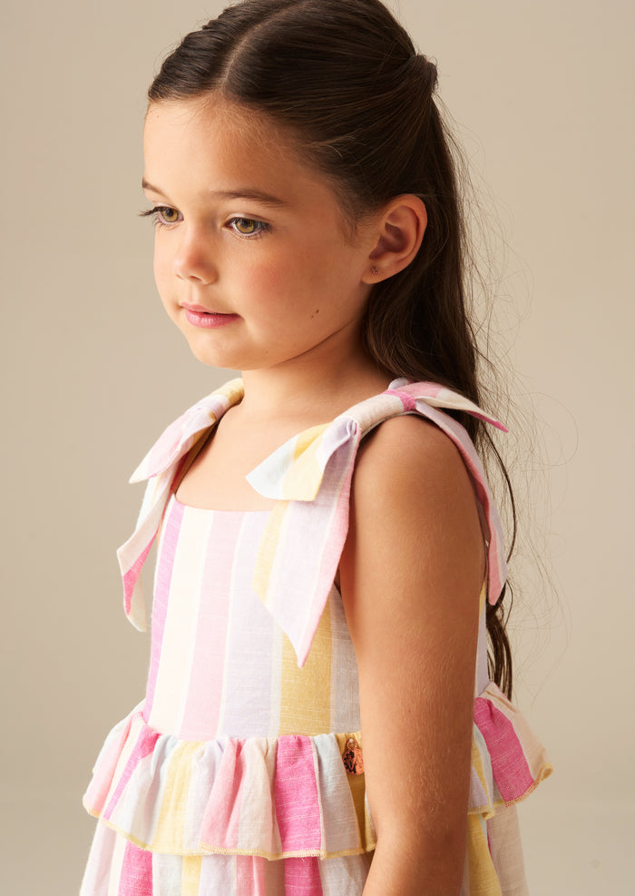 Nola Pastel Stripe Tiered Dress