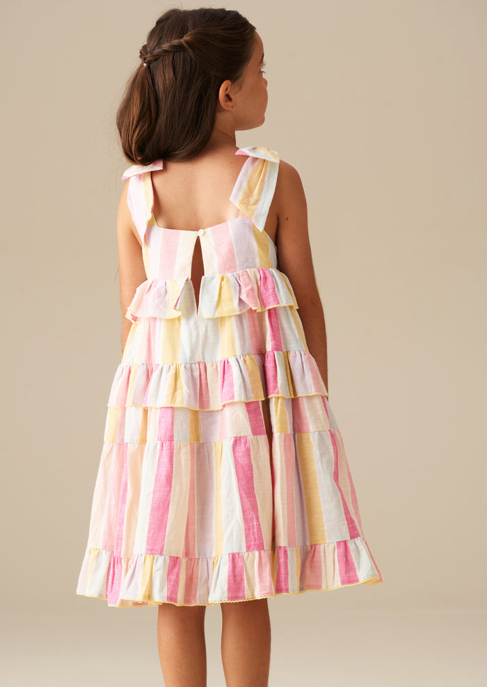 Nola Pastel Stripe Tiered Dress