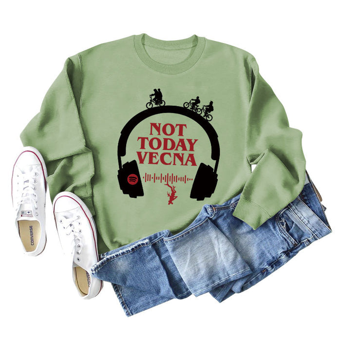 Olive green sweater (black word color picture) / S