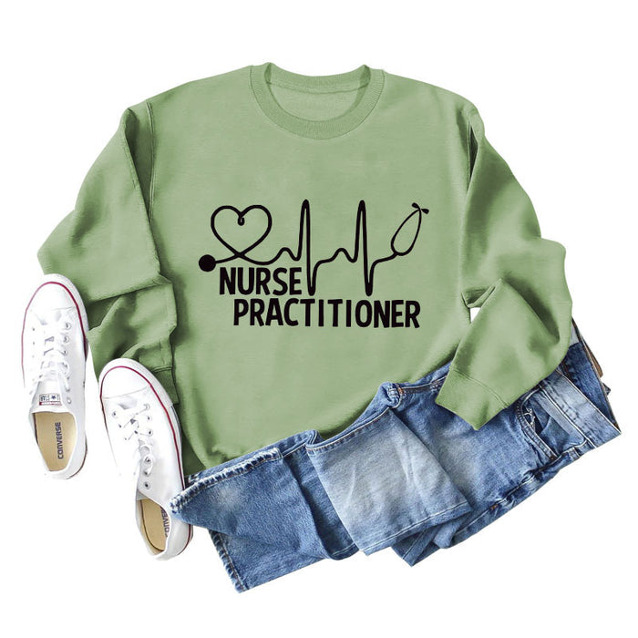 Olive green sweater (black font) / S