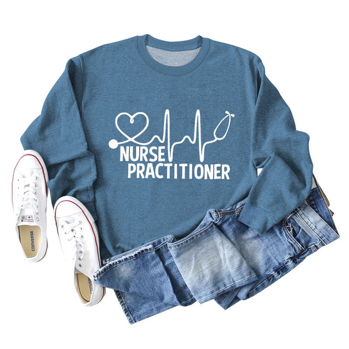 Blue sweater (white font) / S