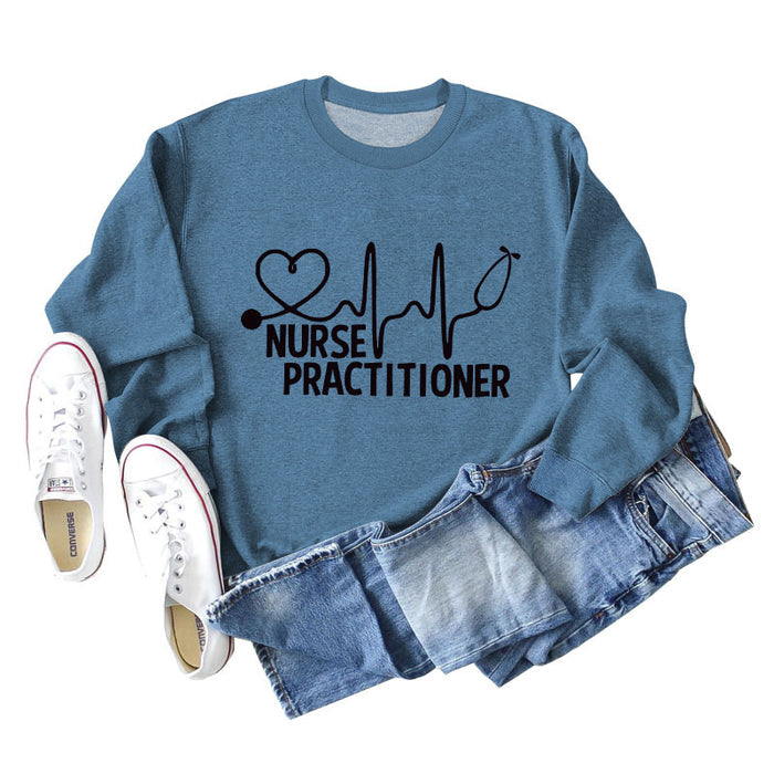 Blue sweater (black font) / S