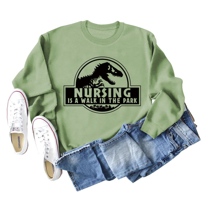 Olive green sweater (black font) / S