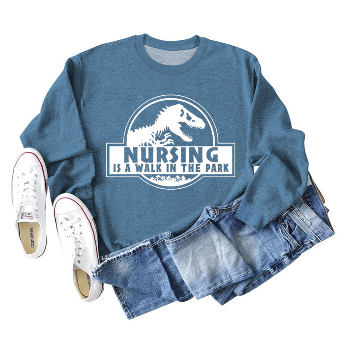 Blue sweater (white font) / S