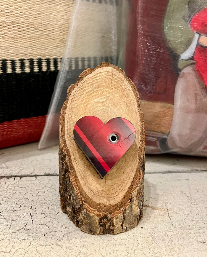 Oak Stand Photo Holder w/ Upcycled Ski Heart