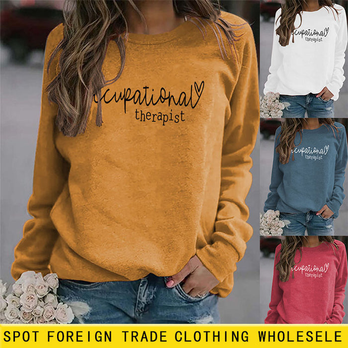 OCCUPATIONAL CREW NECK FASHION LETTERS OVERSIZE SWEATSHIRT LOOSE WOMEN'S LONG SLEEVES