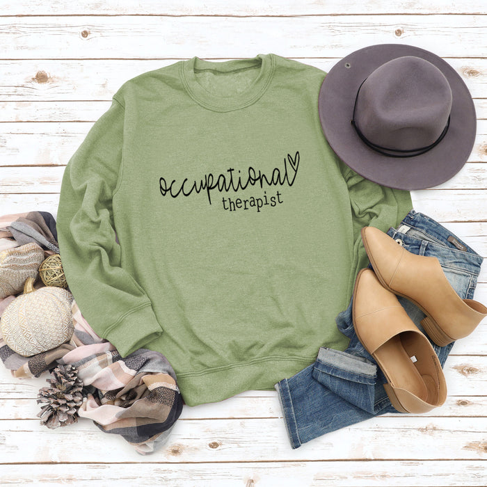 Olive green sweater (black font) / S