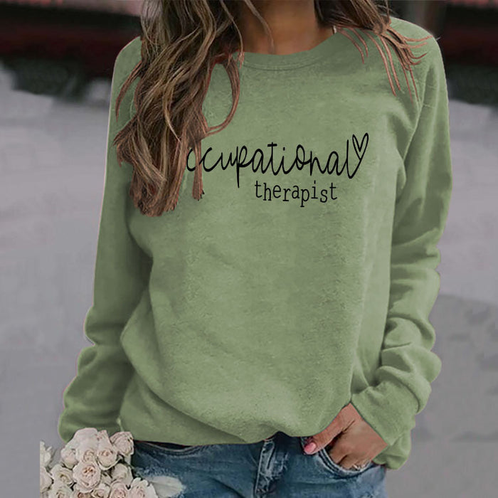 OCCUPATIONAL CREW NECK FASHION LETTERS OVERSIZE SWEATSHIRT LOOSE WOMEN'S LONG SLEEVES