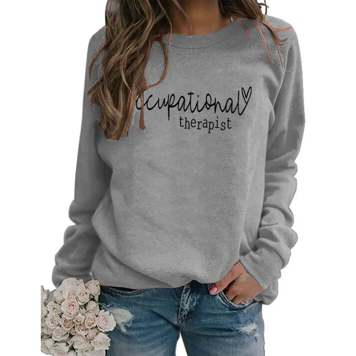 OCCUPATIONAL CREW NECK FASHION LETTERS OVERSIZE SWEATSHIRT LOOSE WOMEN'S LONG SLEEVES
