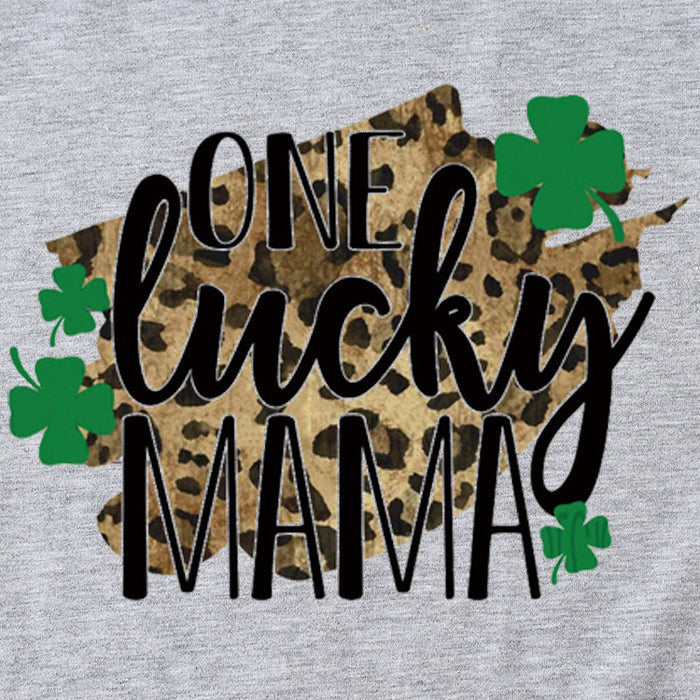 One Lucky ma English Letter Summer Leisure Short Sleeve Womens T-shirt