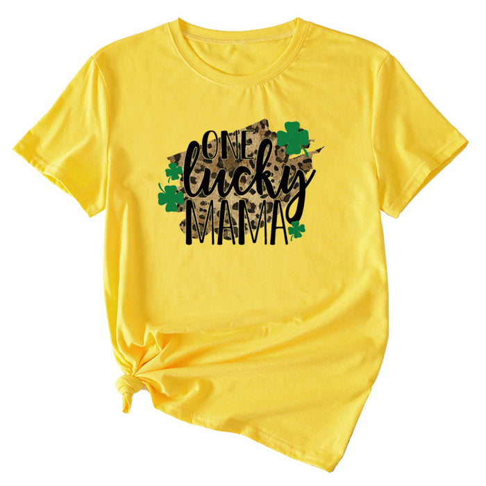 One Lucky ma English Letter Summer Leisure Short Sleeve Womens T-shirt
