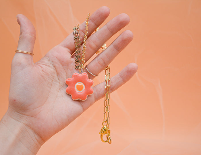Orange Daisy Necklace