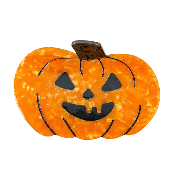 Orange Jack-O’-Lantern Pumpkin Acetate Hair Claw Clip
