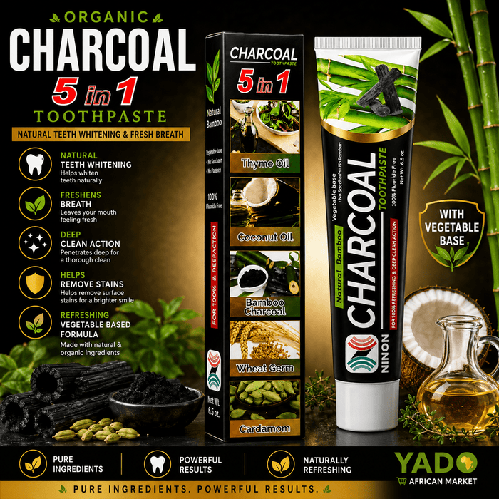 Organic Charcoal Toothpaste – Natural Teeth Whitening & Fresh Breath - Yado African & Caribbean Market
