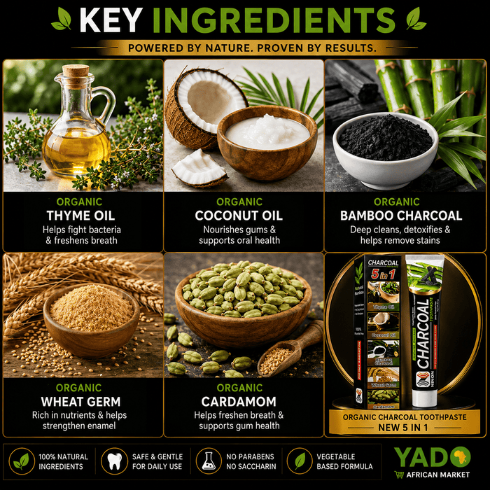 Organic Charcoal Toothpaste – Natural Teeth Whitening & Fresh Breath - Yado African & Caribbean Market