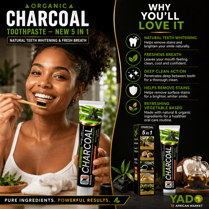 Organic Charcoal Toothpaste – Natural Teeth Whitening & Fresh Breath - Yado African & Caribbean Market