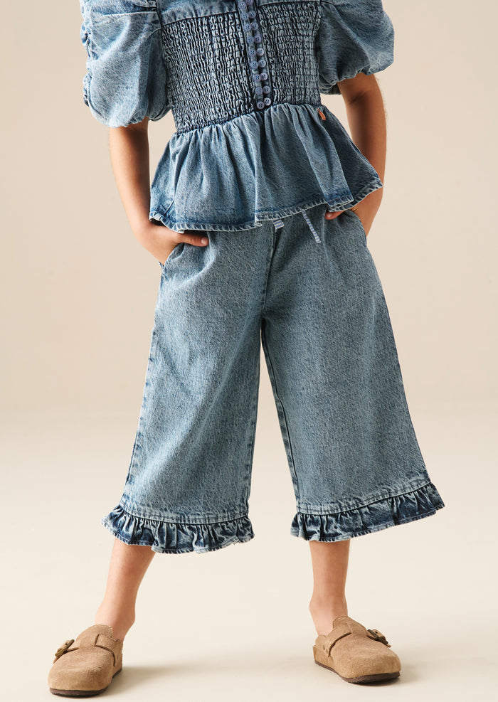 Orla Denim Frill Hem Trousers