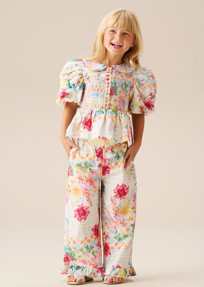 Orla Multi Peter Pan Collar Shirred Blouse