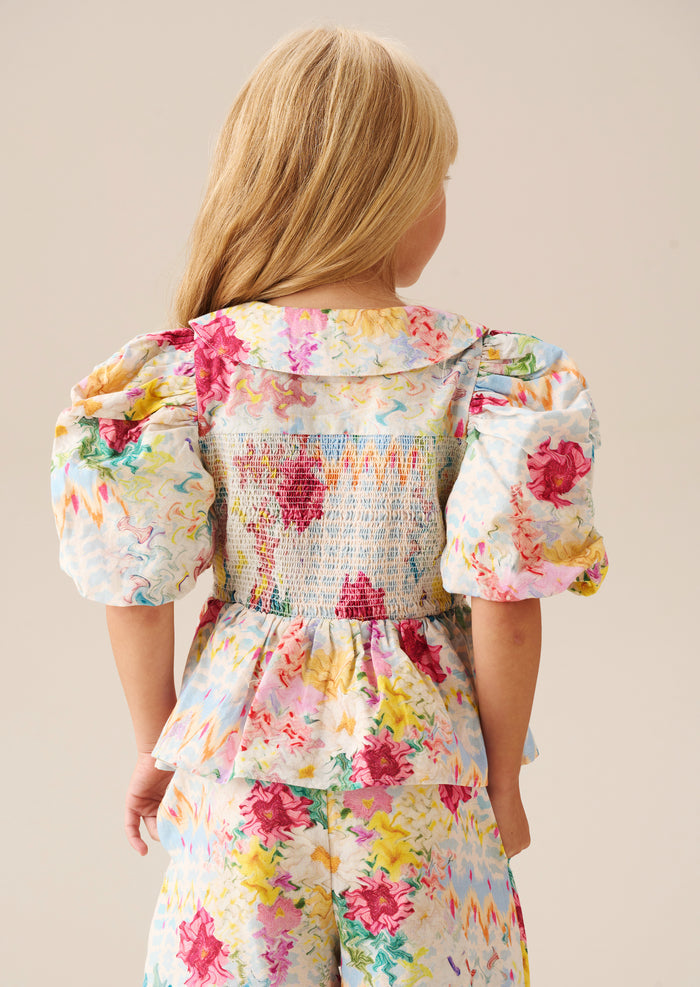 Orla Multi Peter Pan Collar Shirred Blouse