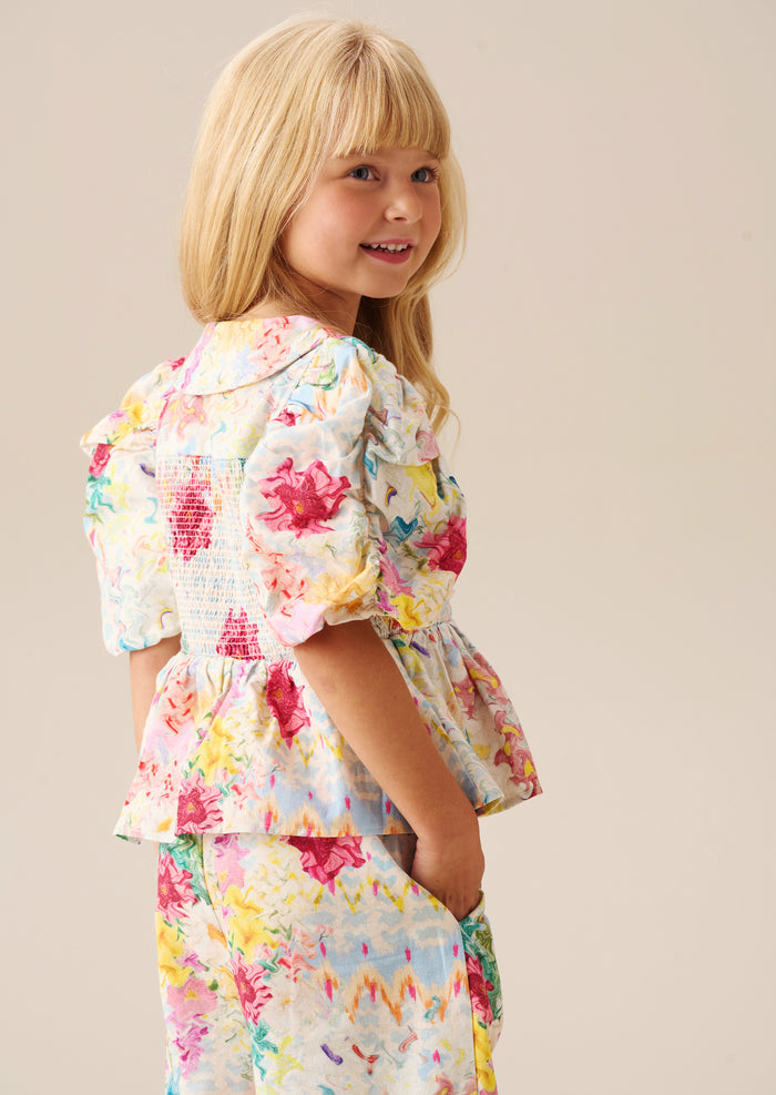 Orla Multi Peter Pan Collar Shirred Blouse