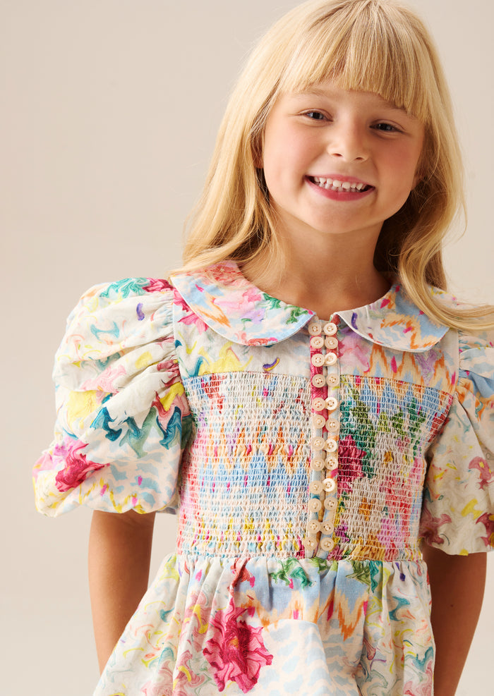 Orla Multi Peter Pan Collar Shirred Blouse