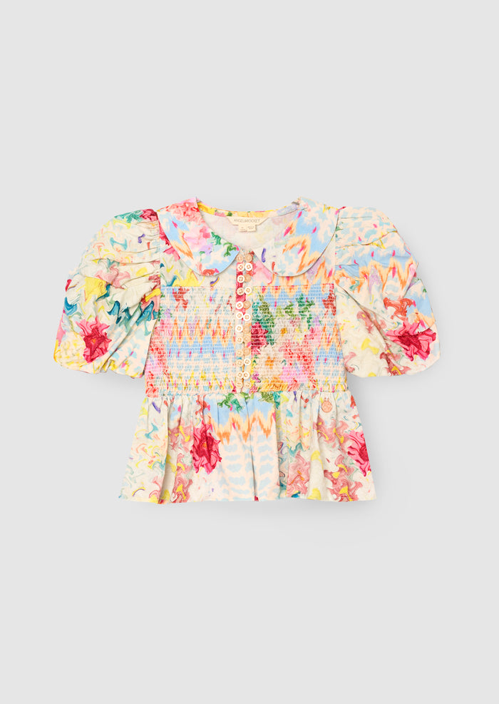 Orla Multi Peter Pan Collar Shirred Blouse