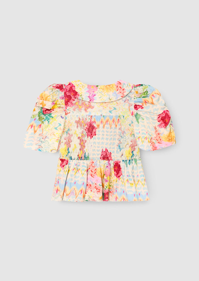 Orla Multi Peter Pan Collar Shirred Blouse