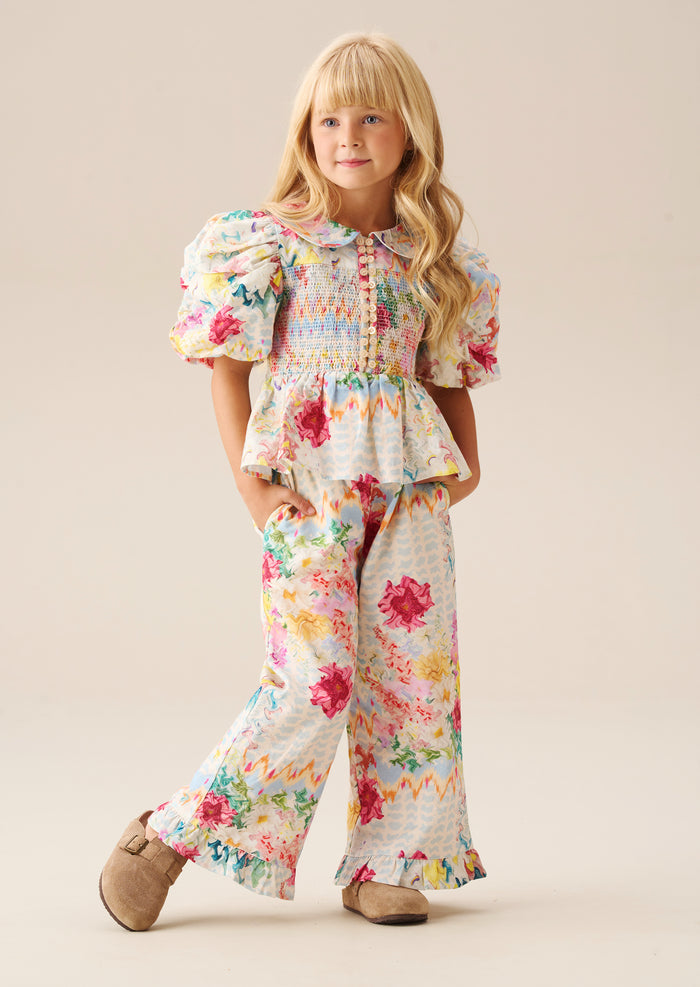 Orla Multi Print Frill Hem Trousers