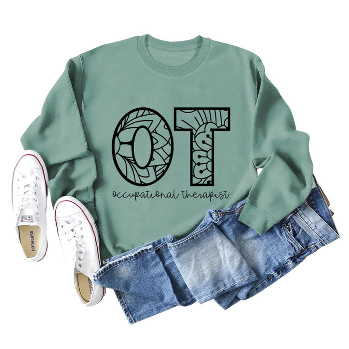 Light green sweater (black font) / S