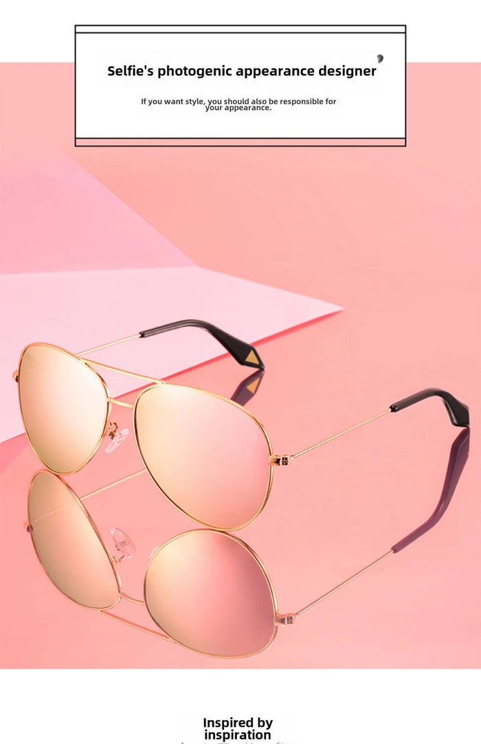 UV Protection Polarized Driving Glasses, Trendy Round Face Aviator Glasses - description