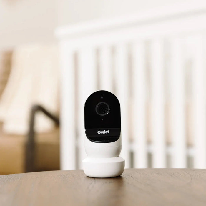 Black and white Owlet Cam 2 for baby monitor, perfect with Toshi Baby Romper or baby strollers