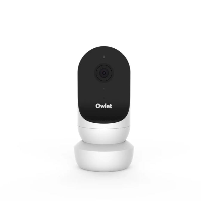 Owlet Cam 2 White baby monitor camera with black and white finish for Toshi Baby Romper