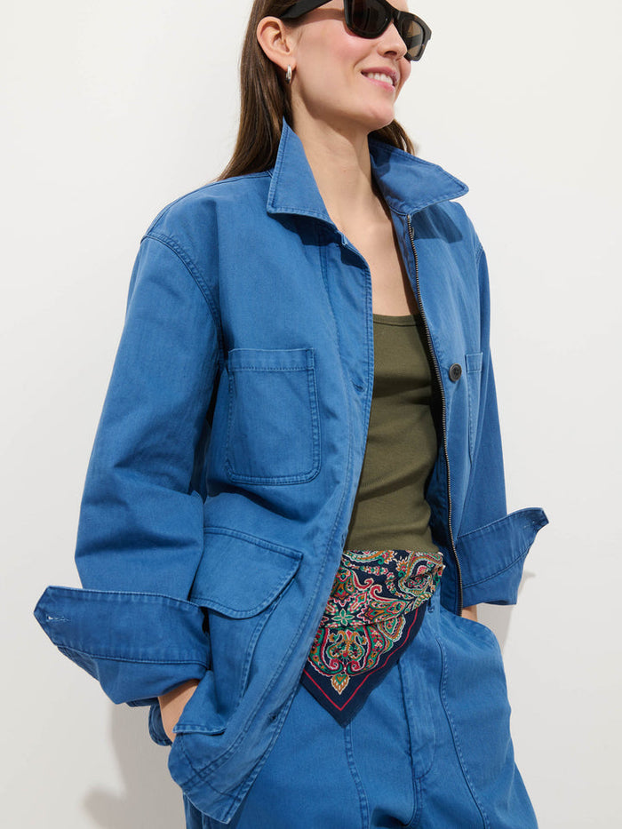 Painter Jacket in Herringbone - Washed Cobalt