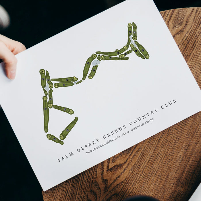 Palm Desert Greens Country Club | Heritage Style Golf Course Print | With Laptop