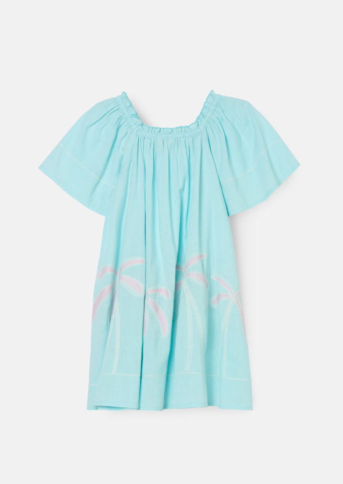 Paloma Blue Embroidered Hem Swing Dress