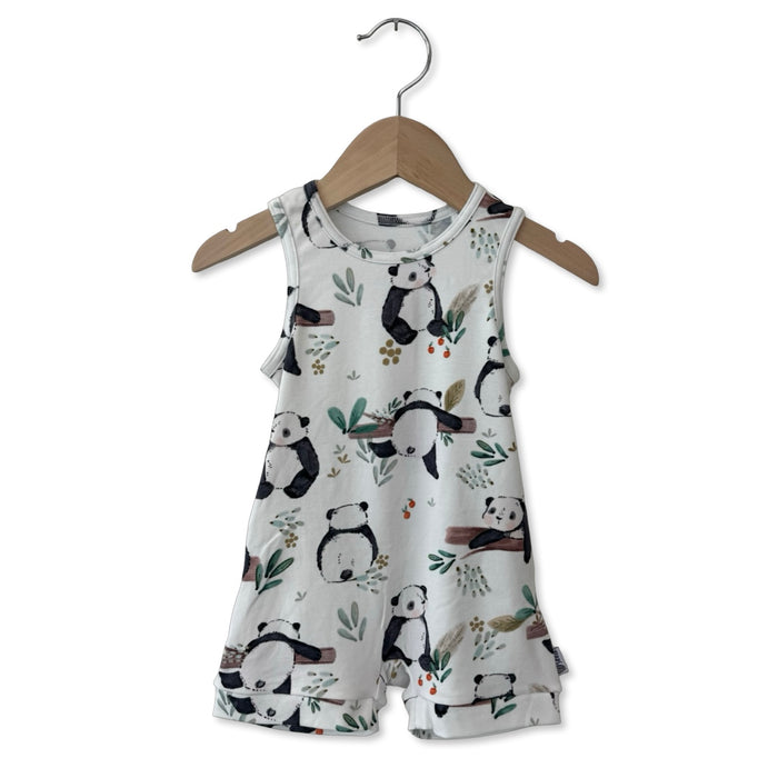 Panda Pals Sleeveless Shorty Romper Luxe Edition | Cotton Bamboo Blend