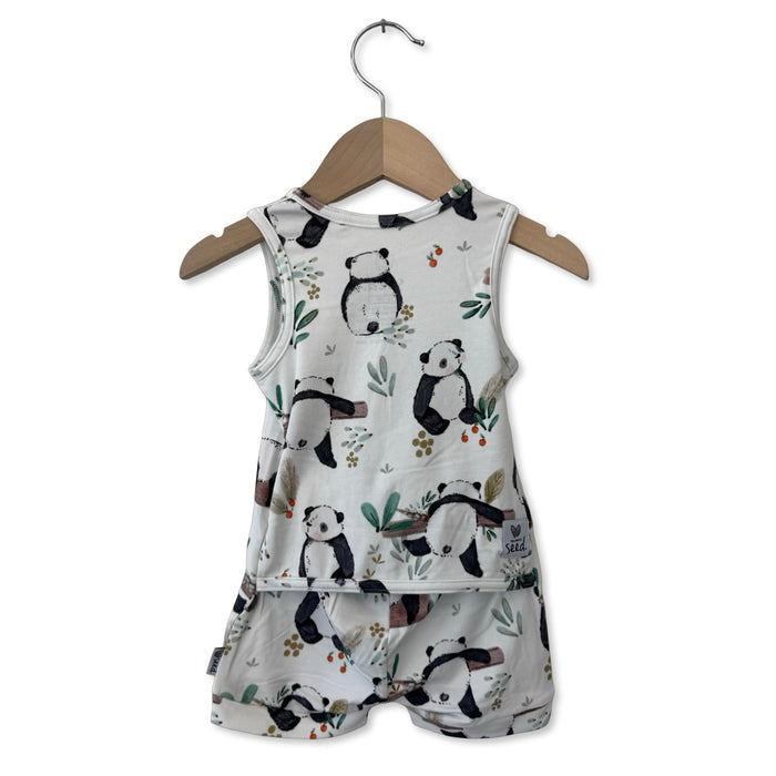 Panda Pals Sleeveless Shorty Romper Luxe Edition | Cotton Bamboo Blend