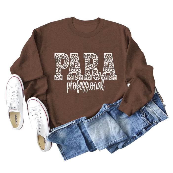 Para Professional Leopard Letter Casual Long Sleeve Women's Sweatshirt