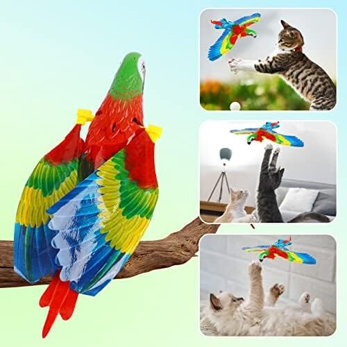 Parrot Interactive Hanging Spinning Electric Toy Bird for Cats Cat Toys Pet Clever