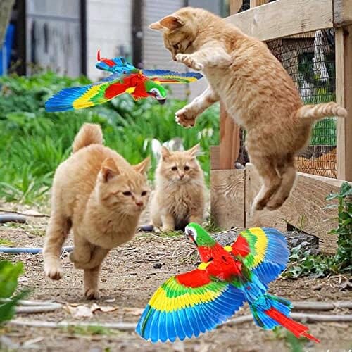 Parrot Interactive Hanging Spinning Electric Toy Bird for Cats Cat Toys Pet Clever