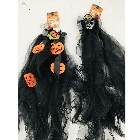 PartyRite 36" LED Light-Up Halloween Hair Clip Veil Extension, Batteries Included, Assorted Pumpkin & Skull Styles, Wholesale