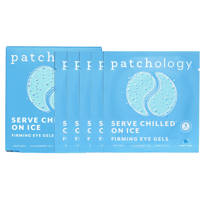 Patchology eye gels, bubbly eye gels, Served Chilled eye patches, 5 pack eye gels, hydrating eye gels, brightening under eye mask, Patchology skincare