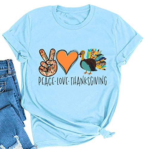 Peace Love Thanksgiving T-Shirt for Women Turkey Shirt