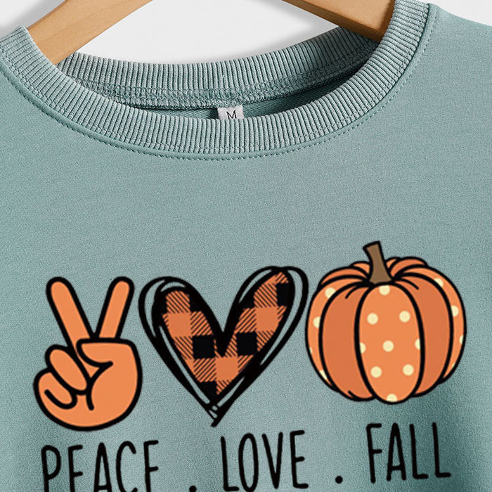 PEACE. LOVE.FALL Letters Love Pumpkin Round Neck Long-sleeved Sweater Women