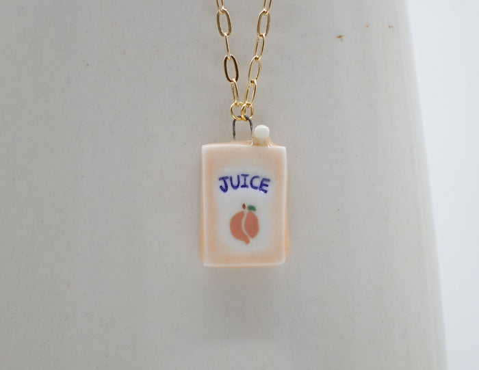 Peach Juice Box Necklace