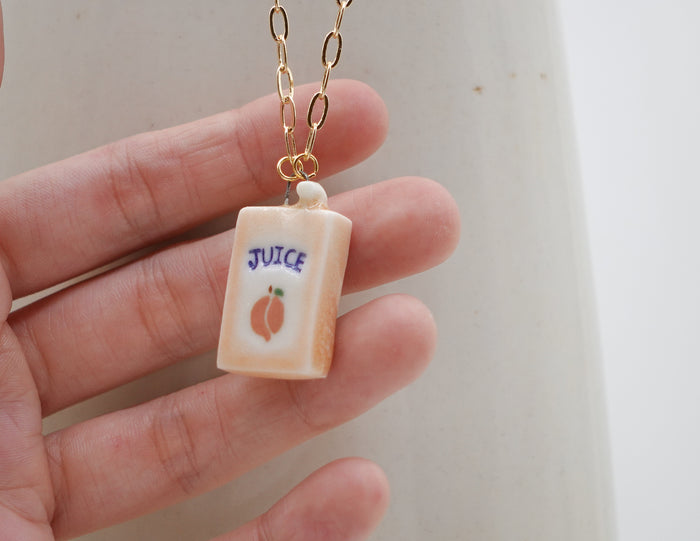 Peach Juice Box Necklace