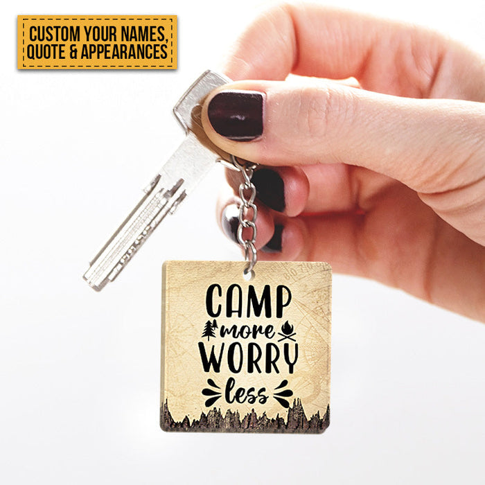 Personalized Custom Keychain Husband And Wife Camping Partners For Life - Gift For Camping Lovers