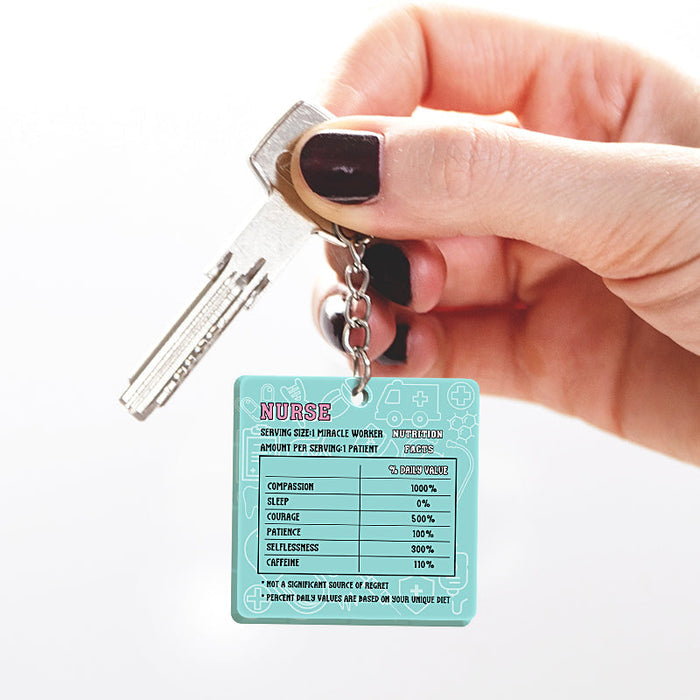 Personalized Keychain Nurse Nutrition Facts Nurse - Gift For Nurse - Custom Keychain Memorial Gifts