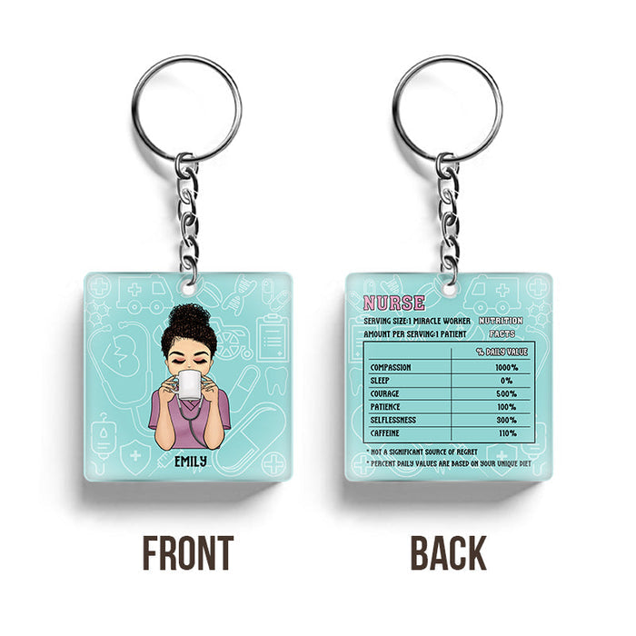 Personalized Keychain Nurse Nutrition Facts Nurse - Gift For Nurse - Custom Keychain Memorial Gifts