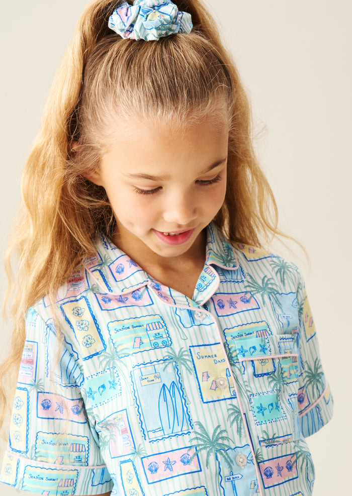 Petra Multi Postcard Print Shirt & Short PJs